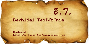 Berhidai Teofánia névjegykártya